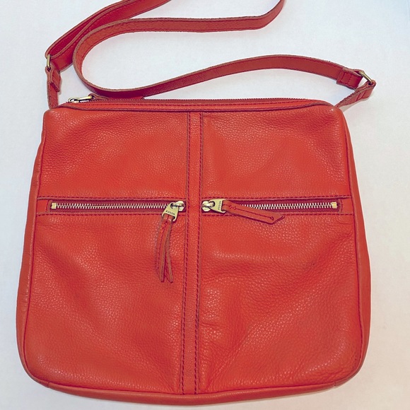 Fossil Handbags - Fossil leather Crossbody bag orange